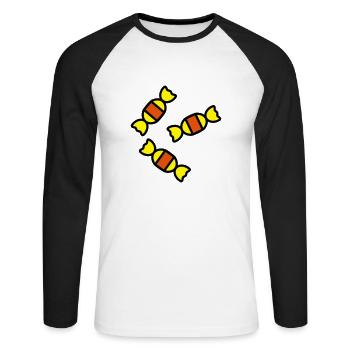 bonbons_1f3 - T-shirt baseball manches longues Homme - blanc/noir - Devant - Nik (191cm)