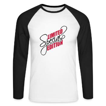 Limited Special Edition Design - Unisex Baseballshirt langarm - Weiß/Schwarz - Vorne - Nik (191cm)