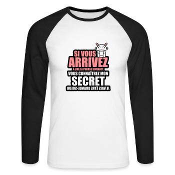mon secret je vais être grande-soeur - T-shirt baseball manches longues Homme - blanc/noir - Devant - Nik (191cm)