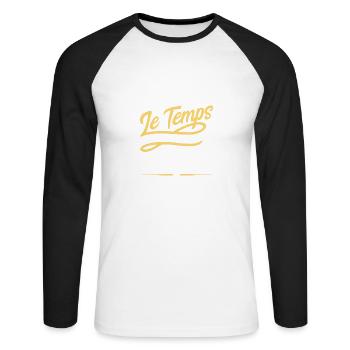 Je suis à la retraite - T-shirt baseball manches longues Homme - blanc/noir - Devant - Nik (191cm)