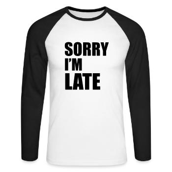 Sorry - Unisex Long Sleeve Baseball T-Shirt - white/black - Front - Nik (191cm)