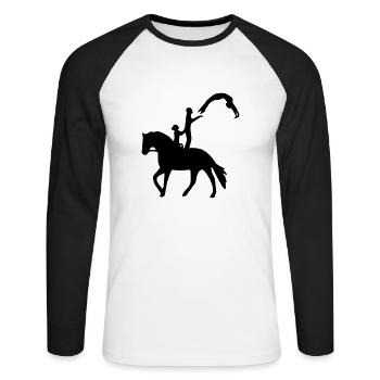 Voltigieren Dreierübung Überschlag rückwärts - Unisex Baseballshirt langarm - Weiß/Schwarz - Vorne - Nik (191cm)
