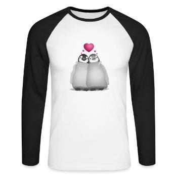 verliebte Pinguine - Unisex Long Sleeve Baseball T-Shirt - white/black - Front - Nik (191cm)