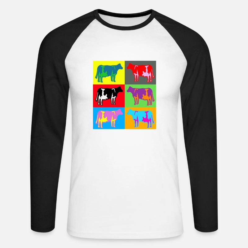 kuh kühe bunt multicolor - Unisex Baseballshirt langarm - Weiß/Schwarz