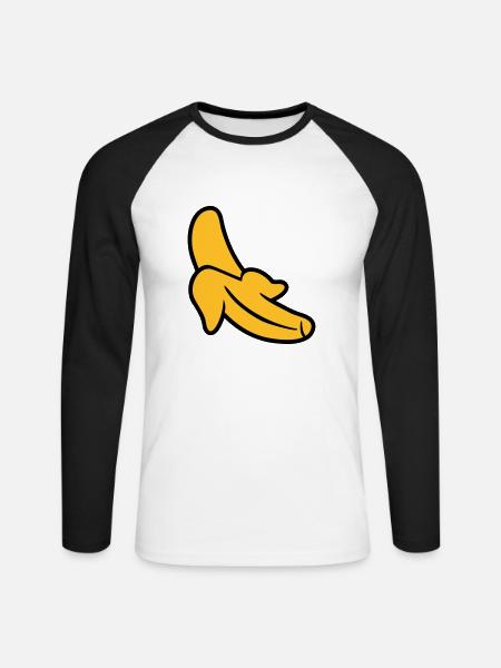 Banane - Unisex Baseballshirt langarm - Weiß/Schwarz