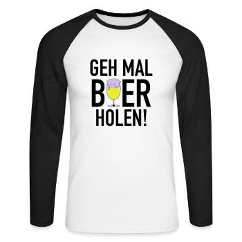 Bier holen 3c - Unisex Baseballshirt langarm - Weiß/Schwarz - Vorne - Nik (191cm)