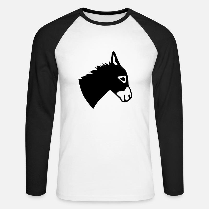 Esel - Unisex Baseballshirt langarm - Weiß/Schwarz