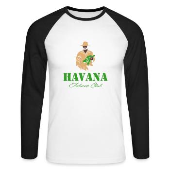 havana club tabaco - Unisex Baseballshirt langarm - Weiß/Schwarz - Vorne - Nik (191cm)