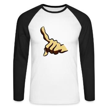Hand zeigefinger - Unisex Baseballshirt langarm - Weiß/Schwarz - Vorne - Nik (191cm)
