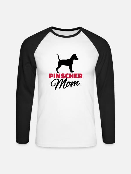 Zwergpinscher - Unisex Baseballshirt langarm - Weiß/Schwarz