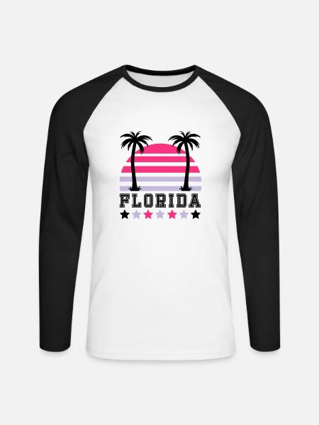 florida2 - Unisex Baseballshirt langarm - Weiß/Schwarz