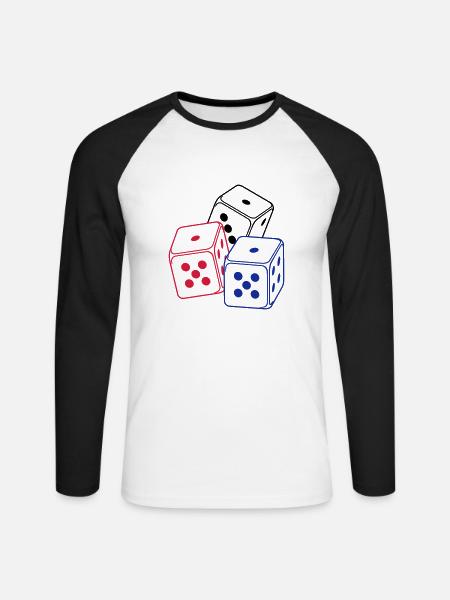drei Spielwürfel / bunco dices (3c) - Unisex Long Sleeve Baseball T-Shirt - white/black