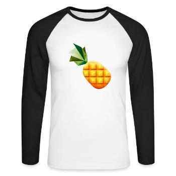 Smiley Pineapple - T-shirt baseball manches longues Homme - blanc/noir - Devant - Nik (191cm)