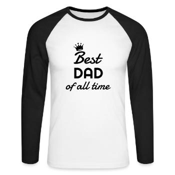 Papa Fête des Pères Naissance Bébé Anniversaire - T-shirt baseball manches longues Homme - blanc/noir - Devant - Nik (191cm)