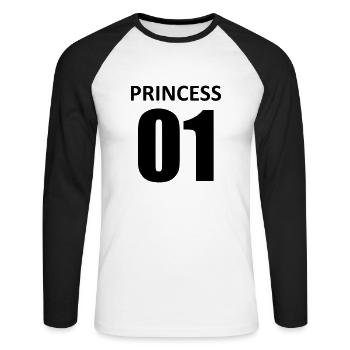 princess 01 - Unisex Baseballshirt langarm - Weiß/Schwarz - Vorne - Nik (191cm)