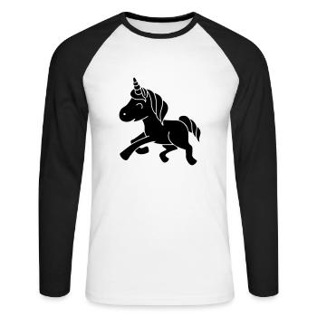 Glückliches Baby Einhorn - Happy Baby Unicorn - T-shirt baseball manches longues Homme - blanc/noir - Devant - Nik (191cm)