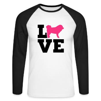 Tibetan Mastiff - T-shirt baseball manches longues Homme - blanc/noir - Devant - Nik (191cm)