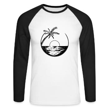 Coucher de soleil avec palme - Vector Style - T-shirt baseball manches longues Homme - blanc/noir - Devant - Nik (191cm)