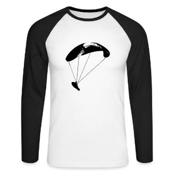 paraglider 10 - Unisex Baseballshirt langarm - Weiß/Schwarz - Vorne - Nik (191cm)