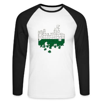 Sachsen Flagge Sächsische Fahne Ossi Urlaub SN - Unisex Baseballshirt langarm - Weiß/Schwarz - Vorne - Nik (191cm)