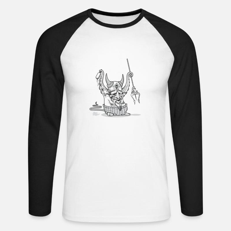 cool devil - Unisex Baseballshirt langarm - Weiß/Schwarz