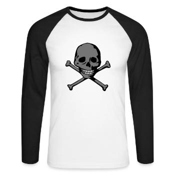 Crâne (dents blanches) - T-shirt baseball manches longues Homme - blanc/noir - Devant - Nik (191cm)