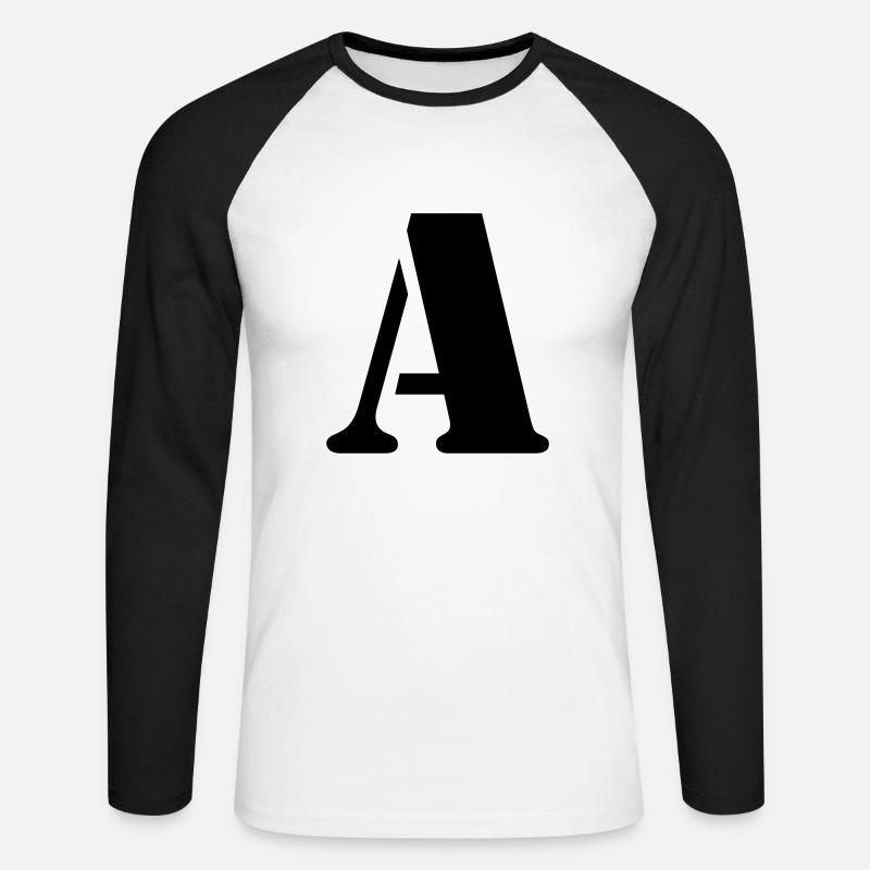 buchstabe a - Unisex Baseballshirt langarm - Weiß/Schwarz