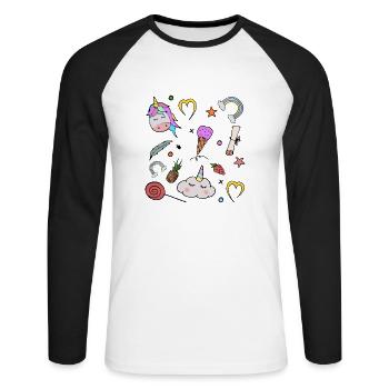 CONTE FILLES - T-shirt baseball manches longues Homme - blanc/noir - Devant - Nik (191cm)