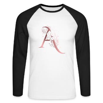 Buchstabe A Vorname - Unisex Baseballshirt langarm - Weiß/Schwarz - Vorne - Nik (191cm)