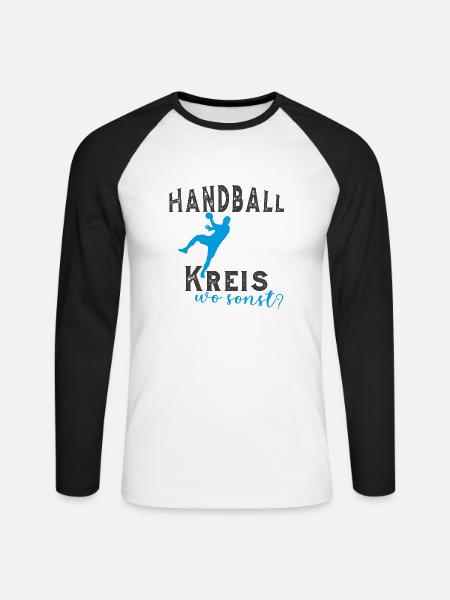 Handball Kreis - Unisex Baseballshirt langarm - Weiß/Schwarz