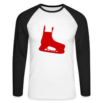 Patin à glace rouge - T-shirt baseball manches longues Homme - blanc/noir - Devant - Nik (191cm)