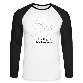 No War Krieg in der Ukraine Friedenstaube - Unisex Baseballshirt langarm - Weiß/Schwarz - Vorne - Nik (191cm)