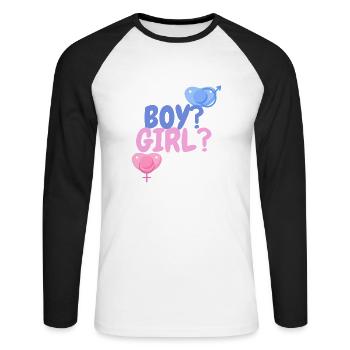 garçon ou fille? - T-shirt baseball manches longues Homme - blanc/noir - Devant - Nik (191cm)