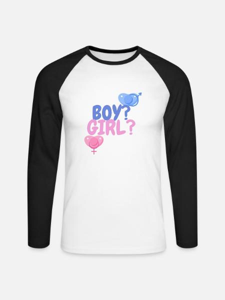 garçon ou fille? - T-shirt baseball manches longues Homme - blanc/noir