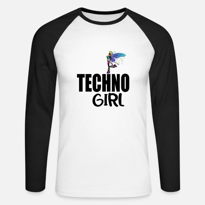 Techno-Mädchen - Unisex Baseballshirt langarm - Weiß/Schwarz