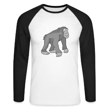 Chimpanzé 1 - T-shirt baseball manches longues Homme - blanc/noir - Devant - Nik (191cm)