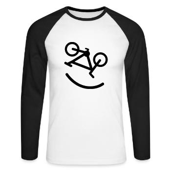 sourire cycliste sourire, motard sourire - T-shirt baseball manches longues Homme - blanc/noir - Devant - Nik (191cm)