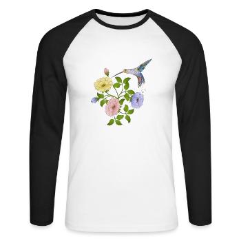 Oiseau - T-shirt baseball manches longues Homme - blanc/noir - Devant - Nik (191cm)