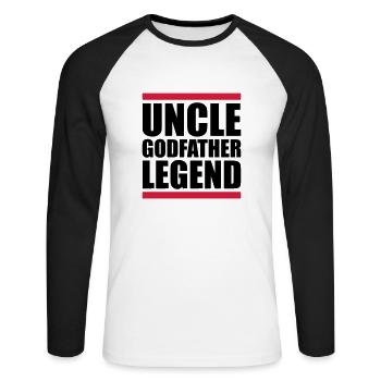 Citation de légende de l’oncle parrain - T-shirt baseball manches longues Homme - blanc/noir - Devant - Nik (191cm)