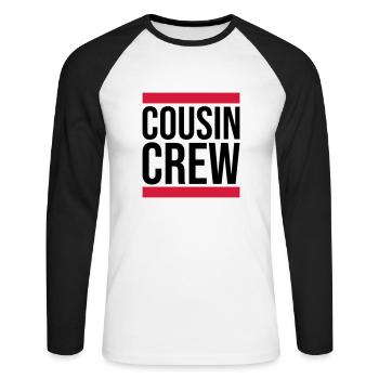 Leader Cousin Crew Team - T-shirt baseball manches longues Homme - blanc/noir - Devant - Nik (191cm)