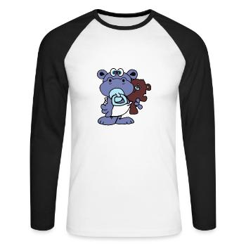 hippo nilperd junge kids kinder baby geburt teddy - Unisex Baseballshirt langarm - Weiß/Schwarz - Vorne - Nik (191cm)