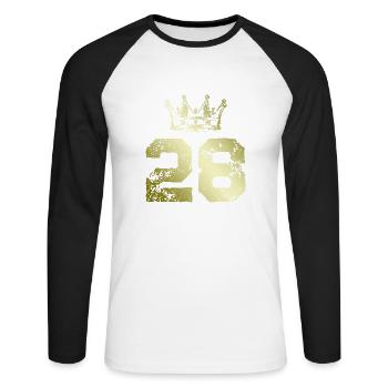 28 Couronne numérique - T-shirt baseball manches longues Homme - blanc/noir - Devant - Nik (191cm)