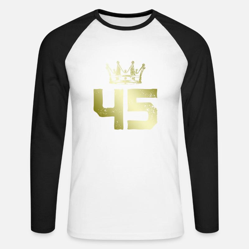 45 Number crown - Unisex Long Sleeve Baseball T-Shirt - white/black