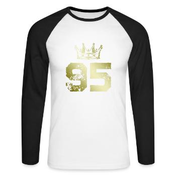 95 Number crown - Unisex Long Sleeve Baseball T-Shirt - white/black - Front - Nik (191cm)