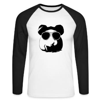 Guinea pig cool sunglasses funny vector 11 - Unisex Long Sleeve Baseball T-Shirt - white/black - Front - Nik (191cm)