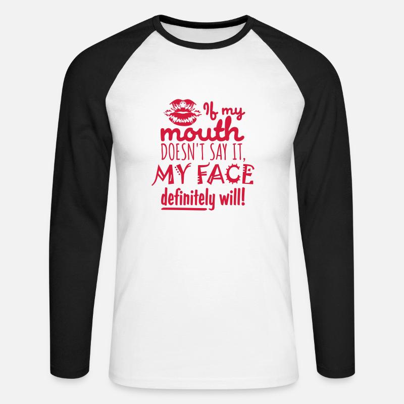 my face definitely will - Unisex Long Sleeve Baseball T-Shirt - white/black