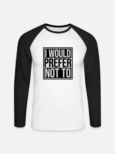 I prefer not to - Unisex Long Sleeve Baseball T-Shirt - white/black