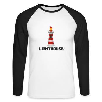 Lighthouse Lighthouse Tower Signal Sea Coast - T-shirt baseball manches longues Homme - blanc/noir - Devant - Nik (191cm)