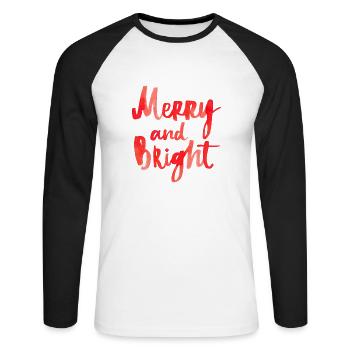 merry Christmas 19 - Unisex Baseballshirt langarm - Weiß/Schwarz - Vorne - Nik (191cm)