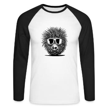 Porcupine Lunettes de soleil Mignons animaux Nature 11 - T-shirt baseball manches longues Homme - blanc/noir - Devant - Nik (191cm)